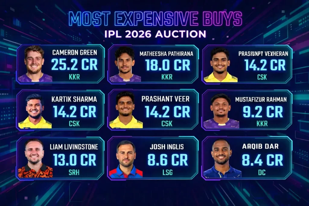 Most expensive buys of IPL 2026 auction with player images, teams and price values in crore